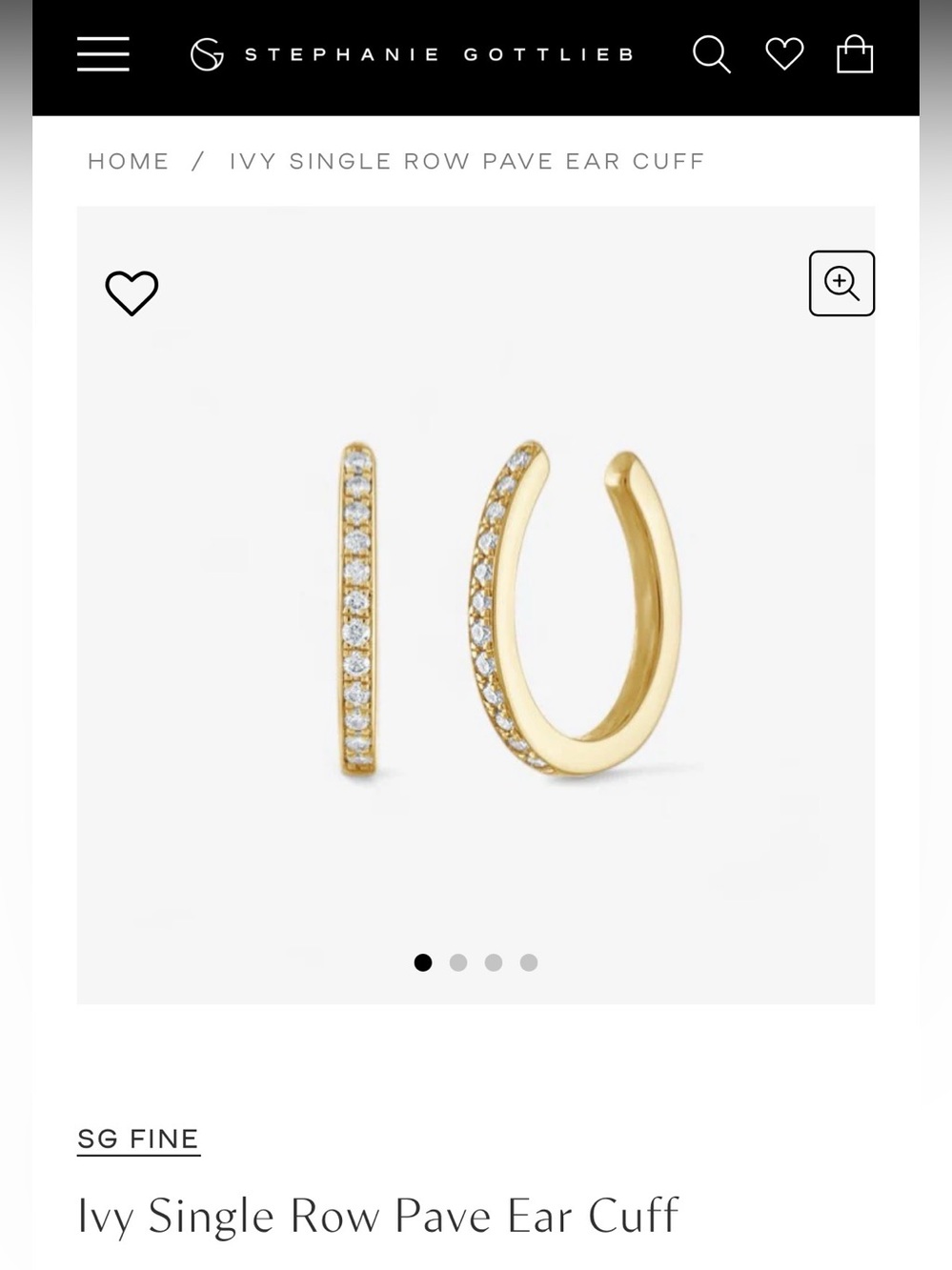 Stephanie Gottlieb 14k Gold Ivy Single Row Pavé Diamond Ear Cuff